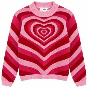 Cider Pink Red Heart Knit Sweater Size M Y2K Valentine Coquette